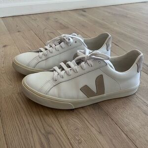 Veja White and Tan Sneakers